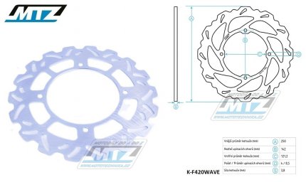 Kotouč brzdový MTZ - zubatý desing Wave - Suzuki DR350 / 90-99 + DR250 / 90-95