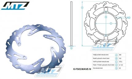 Kotou brzdov MTZ nerezov - zubat desing Wave - KTM SX+SXF+EXC+EXCF+EXCR+GS+MXC+LC4+SC+SMR+SXS+SXC+XC+XCF+XCW + Husaberg FE+FS+FX+FC+TE + Husqvarna FC+FE+TC+TE