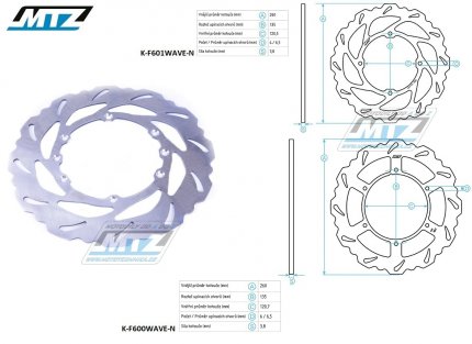 Kotou brzdov MTZ nerezov - zubat desing Wave - Husqvarna CR125+CR250+TC410+TC610+TE410+TE610E + WR125+WRE125+WR250+WR360 + Husaberg FE400+FE501+FE600+FC350+FC400+FC501 + MX+501ENDURO+600ENDURO