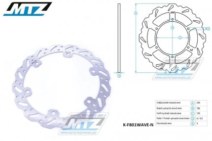 Kotou brzdov MTZ nerezov - zubat desing Wave - TM MX85+MX125+MX144+MX250+MX250F+MX300+MX400F+MX450F+MX530F + EN125+EN144+EN250+EN250F+EN300+EN400F+EN450F+EN530F