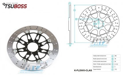 Kotou brzdov plovovouc nerezov (296/62/6D) - kulat design - Honda CBR600F+CBR900RR+VFR800+XL1000V Varadero+GL1500+GL1800 Goldwing + Indian