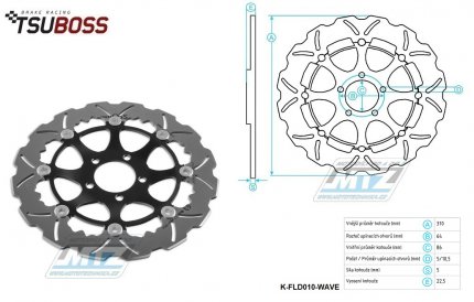 Kotou brzdov nerezov (310/64/5D) - zubat design - Suzuki GSX750R / 89-95+GSX750R W / 94-95+GSX1100R / 89-00