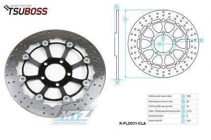 Kotou brzdov plovouc  (296/61/5D) kulat desing - Kawasaki ZX9R Ninja / 98-99