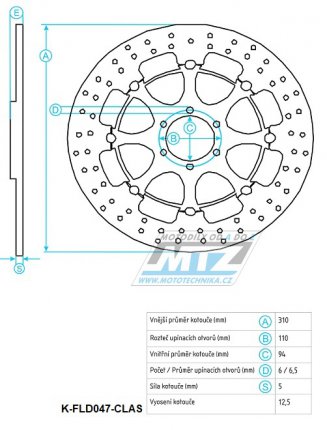 Kotou brzdov plovovouc nerezov (310/94/6D) kulat desing - Honda CBR600RR / 03-17+CB1000R / 08-17+CBR1000RR Fireblade / 04-05+CB1300 Superfour / 03-08