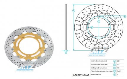 Kotou brzdov plovovouc nerezov (320/132/5D) kulat desing - Yamaha YZF R1 + FZ1N+FZ1S Fazer+MT10 + XVS1300 + XV1700 V-max