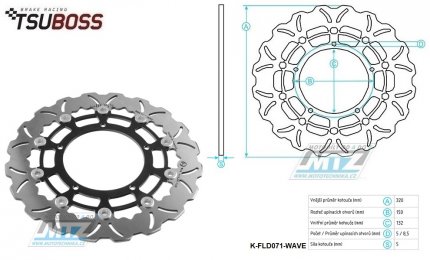 Kotouč brzdový plovovoucí nerezový (320/132/5D) zubatý desing - Yamaha YZF R1 + FZ1N+FZ1S Fazer+MT10 + XVS1300 + XV1700 V-max
