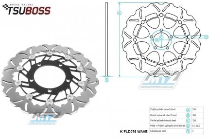 Kotouč brzdový plovoucí nerezový (310/100/5D) zubatý desing - Suzuki GSXR600+GSXR750 / 06-07 + GSXR1000 / 06-08+M1800Intruder