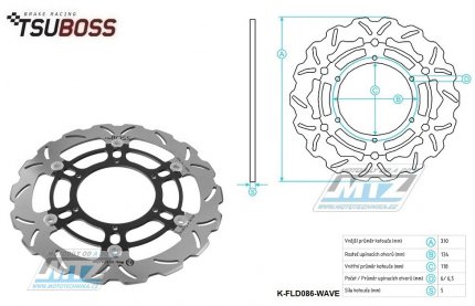 Kotou brzdov plovovouc nerezov (310/118/6D) zubat desing - Suzuki DRZ400SM / 05-20