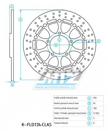 Kotouč brzdový nerezový (310/78/5D) - kulatý design - Triumph Bonneville865 + Bonneville865 SE + Speedmaster865
