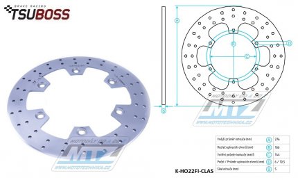 Kotou brzdov (276/144/6D) - Honda CBR125R / 03-11+ FJS600 SilverWing + Yamaha SRX600 + Triumph Tiger 900 / 93-98 + Daelim VT125+VL125