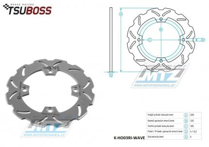 Kotou brzdov (220/105/4D) - Honda FMX650 / 05-08 + FX650 Vigor / 99-03+NX650 Dominator / 92-02 + SLR650 / 96-99 + XL250S / 88-91