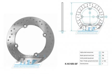 Kotouč brzdový (256/144/4D) - Honda XRV750 AfricaTwin / 90-03 + XL1000V Varadero / 99-02 + NSR250+NSR400 / 85-86