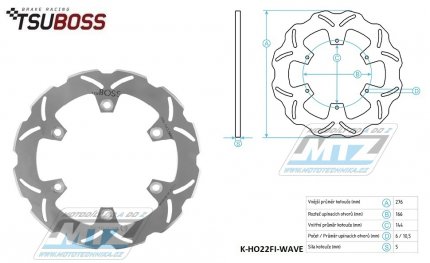 Kotou brzdov (276/144/6D) zubat desing WAVE - Honda CBR125R / 03-11+ FJS600 SilverWing + Yamaha SRX600 + Triumph Tiger 900 / 93-98 + Daelim VT125+VL125