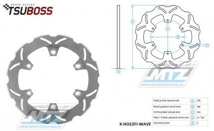 Kotou brzdov nerezov (276/144/6D) zubat desing WAVE - Honda CBR125R / 03-11+SilverWing 600 / 07 + Yamaha SRX600 / 86 + Triumph Tiger900 / 93-98 + + Daelim VT125+VL125+125Rocket