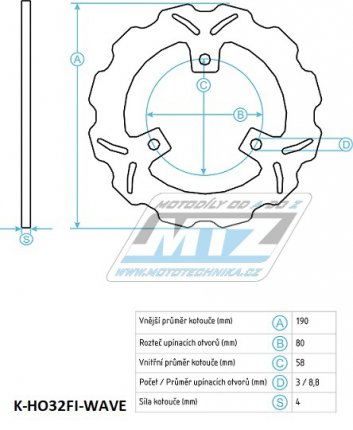 Kotou brzdov nerezov (190/58/3D) - Honda Bali50+SKY50+Yupi+Bali100+CH125Spacy + MBK Booster50+Nitro50+Stunt50+Nitro100 + PGO PMS50+T REX50+PMS110+T REX110 + SYM Fidele+XPRO + Yamaha Aerox+Jog50R+NEOS+Slider