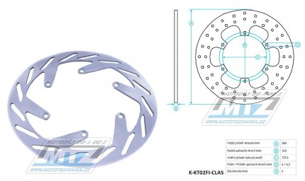 Kotou brzdov nerezov (260/127/6D) - KTM SX+SXF+GS+MXC + KTM LC4 + Husqvarna FC+TC + Husaberg FC (bez otvoru pro magnet.sensor)