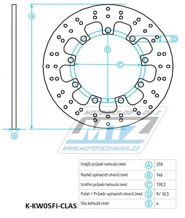 Kotouč brzdový (220/100/6D) - Kawasaki KDX125 / 90-99+KDX220 / 94-96+KDX250 / 91-93