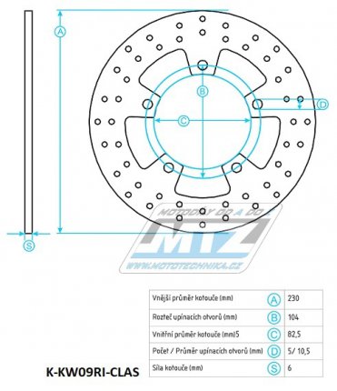 Kotou brzdov (230/82/5D) - Kawasaki ZX-7RNinja / 96-02+ZX-7RR Ninja / 96-99+ZX-9R Ninja / 94-97+ZXR 750R / 91-95