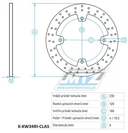 Kotou brzdov nerezov (230/100/4D) - Kawasaki ZX12R / 00-06+ZX6R / 95-97