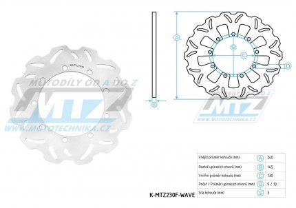 Kotouč brzdový (240/130/9D) - zubatý design Wave - Kawasaki KMX200 / 89-92 + KLR250 / 84-00