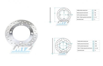 Kotouč brzdový (220/118/6D+4D) - kulatý design - Suzuki RM125 / 88-98+RM250 / 87-98 + DR-Z400S / 00-20+DR-Z400E / 00-07 + Suzuki DR250R / 90-94 + DR350 / 92-99