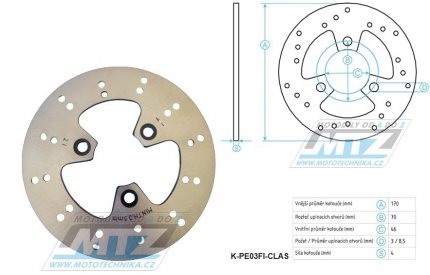 Kotou brzdov nerezov (180/46/3D) - Peugeot Kisbee 50 / 07-11
