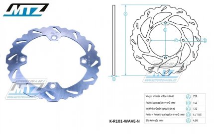 Kotou brzdov MTZ nerezov - zubat desing Wave - Honda CR125 / 89-97 + CR250 / 87-96 + CR500 / 89-01