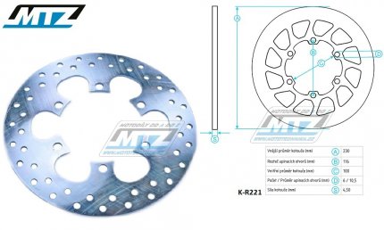 Kotou brzdov MTZ Classic - Kawasaki KLX250 / 94-99 + KLX250R / 94-99 + KLX650 / 93-97 + GPZ500 + ZX250+ZXR250