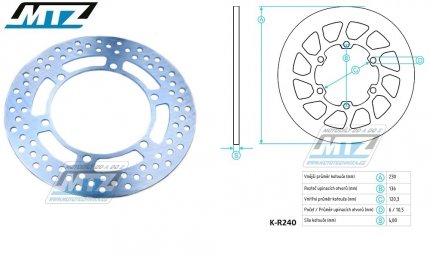 Kotou brzdov MTZ Classic - Kawasaki KLE500 / 91-07 + KL650 / 88-98 + KLR650 / 87-03