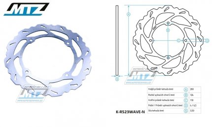 Kotou brzdov MTZ nerezov - zubat desing Wave - KTM SX85 / 03-10+SX105 / 04-10