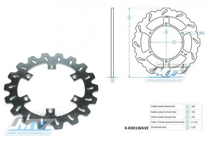 Kotou brzdov MTZ - zubat desing Wave - Yamaha YZ125 / 98 + YZ250 / 98