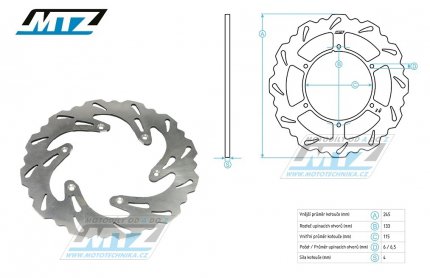 Kotou brzdov MTZ - zubat desing "Wave" - Yamaha YZ125 / 19-21 + YZ250 / 19-21 + YZF250X / 19-21 + YZ450 / 18-19 + YZF450X / 20