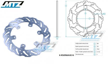 Kotouč brzdový MTZ nerezový - zubatý desing Wave - Beta RR125+RR200+RR250+RR300 + RR350+RR390+RR400+RR430 + RR450+RR480+RR498 + Xtrainer