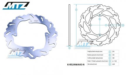 Kotou brzdov MTZ nerezov - zubat desing Wave - Husqvarna TC85 / 14-20 + KTM SX85 / 11-20 + SX105 / 11-12 + Freeride250+Freeride 350