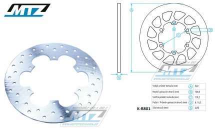 Kotouč brzdový MTZ Classic - TM EN125 / 01-04+MX125 / 01-04 + EN250 / 01-04+MX250 / 01-04+EN250F / 01-04+MX250F / 01-04 + EN300 / 01-04+MX300 / 01-04 + EN400F / 01-04 + MX450F / 03-04 + EN530F / 03-04 + MX530F / 02-04