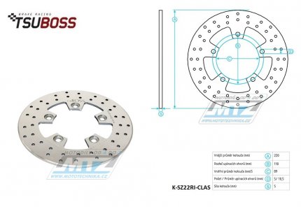 Kotouč brzdový (220/89/5D) - Suzuki GSXR600 / 97-16 + SV650 + GSXR750+GSXR1000+SV1000+TL1000+GSXR1100