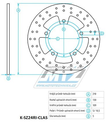 Kotouč brzdový (210/109/5D) - Suzuki Burgman250 / 98-02+Burgman400 / 99-02