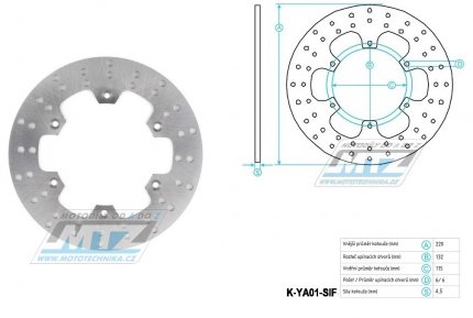 Kotou brzdov nerezov (220/115/6D) - Yamaha DT125R / 88-03 + TT600 / 93-01+TT600R / 98-07 + TDR125+TT250R + YZ125+YZ250+YZ360+YZF400 + WR125+WR200R+WR2500+WRF400+WR500Z + TM MC125+EN125+GS125 + VOR Vertemati MX+EN