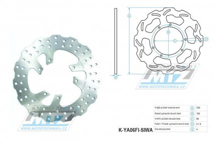 Kotou brzdov (230/86/6D) - zubat desing WAVE - Yamaha DT125LC / 82-87+DT125R / 88-06+DTZ125 Tenere / 89-94+WR125 / 90-92 + YZ125+YZ250 / 86-89 + YZ360 / 89-93+WR500 / 92-93 + TT350 / 86-99 + TT600R / 84-92 + TM GS125 / 90-92