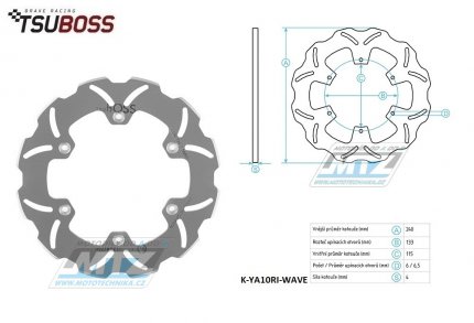 Kotou brzdov nerezov (240/115/6D) - Yamaha YZ125 / 98+YZ250 / 98