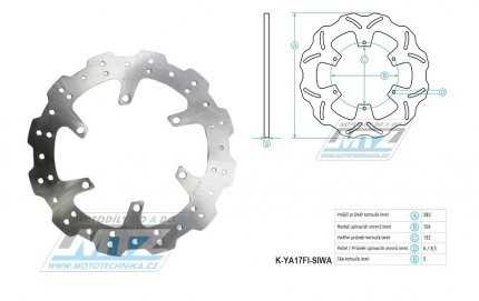 Kotou brzdov nerezov (282/132/6D) - Yamaha TZR+TDR125 / 93-96 + XP500Tmax / 01-03 + XT600E / 95-03+XT600K / 94-95 + XTZ660 Tenere / 91-99 + XV750 Virago+XVS1100 DragStar / 03-07