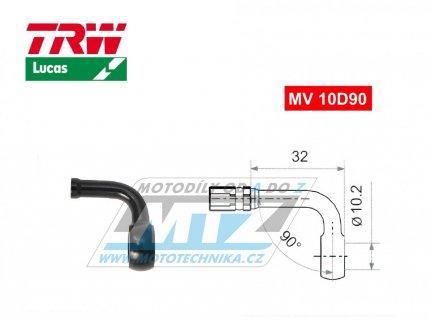 Koncovka brzdové hadice TRW VarioFlex MV10D90 (banjo 10mm zahnuté 90°) - barva černá