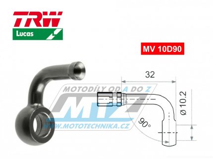 Koncovka brzdové hadice TRW VarioFlex MV10D90 (banjo 10mm zahnuté 90°) - barva titan