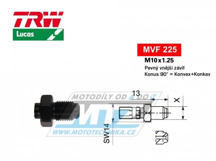 Koncovka brzdové hadice TRW VarioFlex MVF225 (šroubení vnější závit M10x1,25 pevné) - barva černá