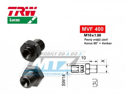 Koncovka brzdov hadice TRW VarioFlex MVF400 (rouben vnj zvit M10x1 pevn) - barva titan