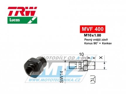 Koncovka brzdové hadice TRW VarioFlex MVF400 (šroubení vnější závit M10x1 pevné) - barva černá