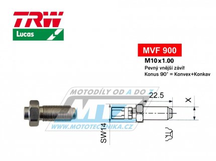 Koncovka brzdov hadice TRW VarioFlex MVF900 (rouben vnj zvit M10x1 pevn) - materil nerez