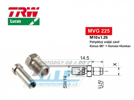 Koncovka brzdov hadice TRW VarioFlex MVG100 (rouben vnj zvit M10x1,25 pohybliv) - materil nerez