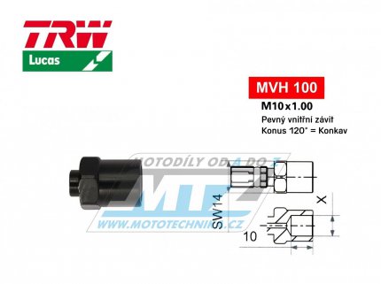 Koncovka brzdové hadice TRW VarioFlex MVH100 (šroubení vnitřní závit M10x1 pevné) - barva černá