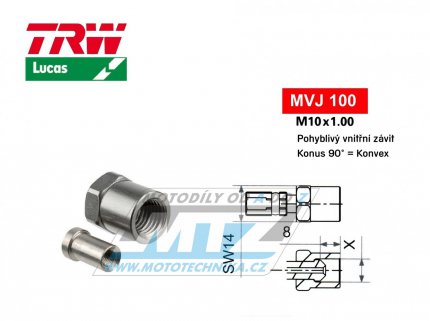 Koncovka brzdové hadice TRW VarioFlex MVJ100 (šroubení vnitřní závit M10x1 pohyblivé) - barva titan